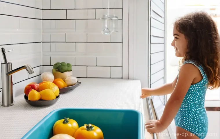 생태 지혜와 물 절약 전략 - **Prompt:** A cozy, sunlit modern Spanish apartment. In the kitchen, a young Spanish mother and her ...