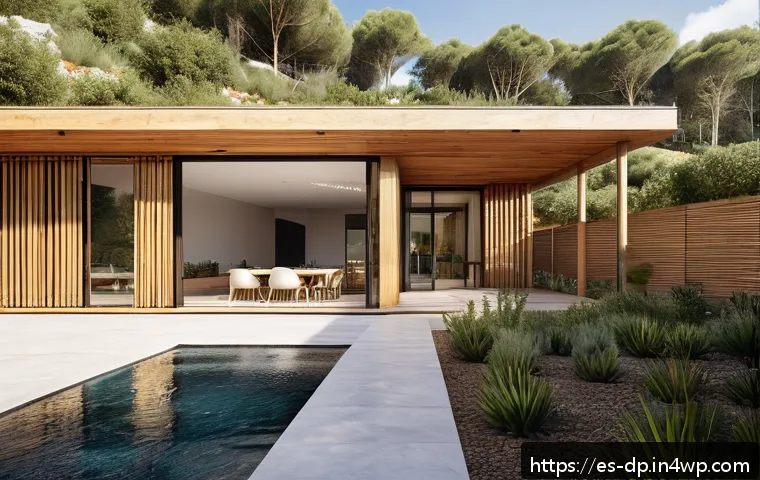 생태 지혜와 에코 디자인 연결하기 - A modern sustainable urban building integrated harmoniously with its natural surroundings in a sunny...