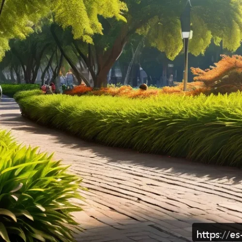 Home 17 생태 지혜와 동물 복지 연계하기 - A vibrant urban green corridor in a Latin American city, featuring lush native plants and trees conn...